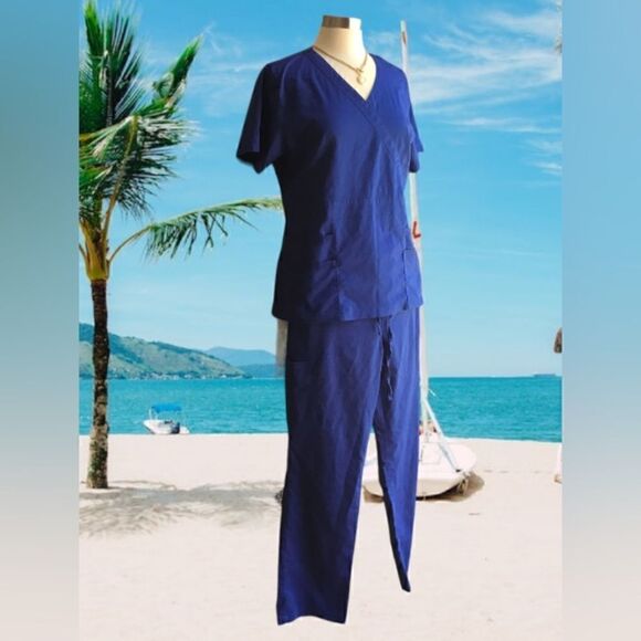 NURSE UNIFORM SIZE MEDIUM ROYAL BLUE - Picture 1 of 7